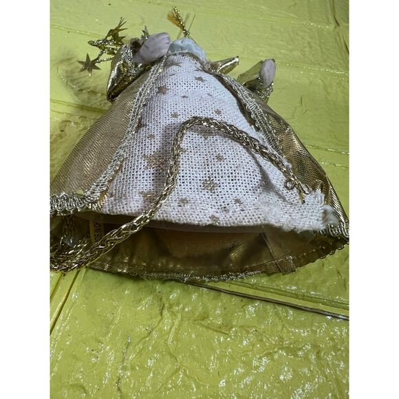 Vintage Old World Porcelain Santa Claus Small Tree Topper Ornament Gold Stars - Picture 7 of 9